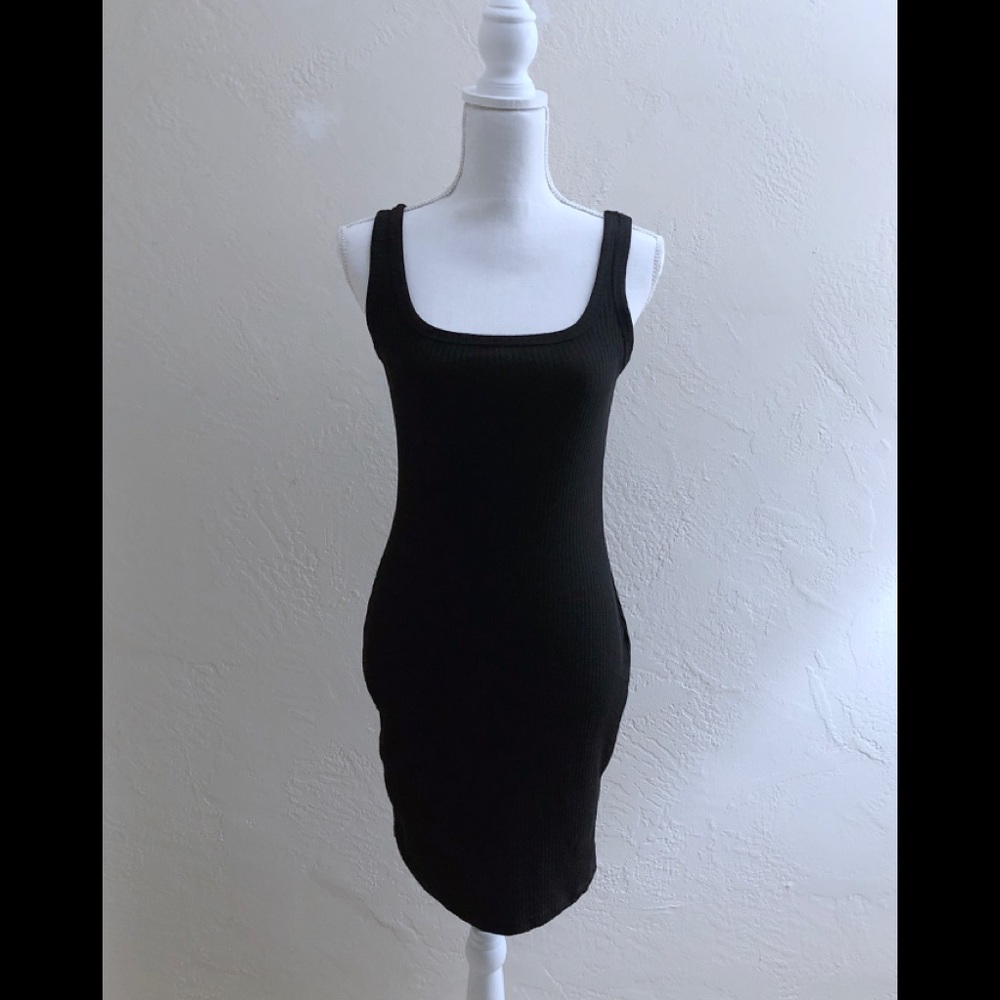 Iris Black Ribbed Dress